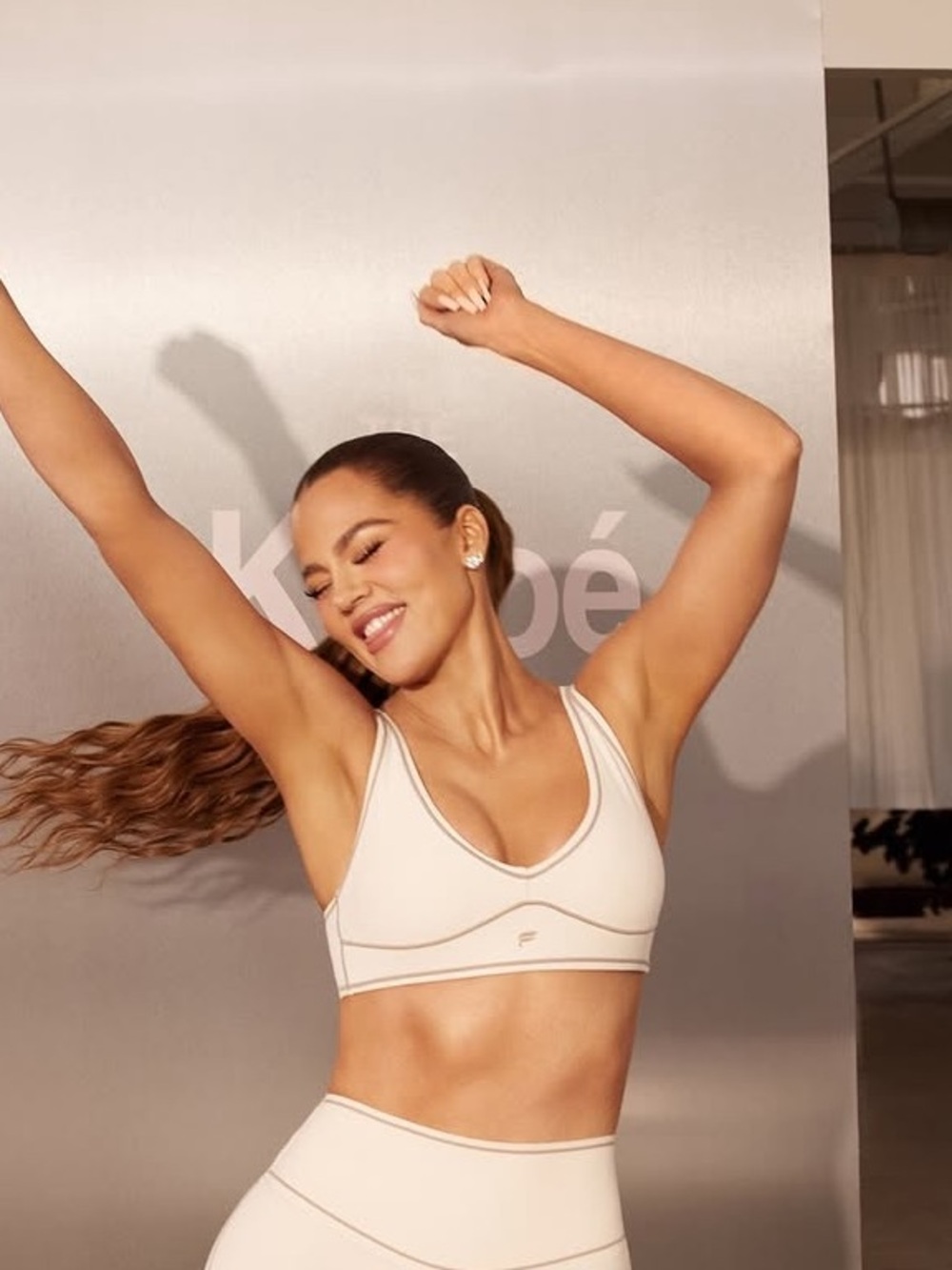 New Fabletics PureLuxe Longline Low Impact Bra Almond Milk/Tonal Size XL $74.95